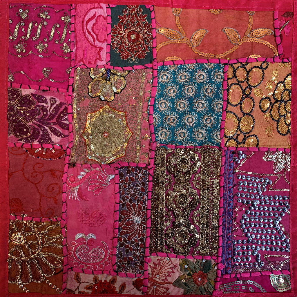 Indian Patchwork Pillow - Pink 1