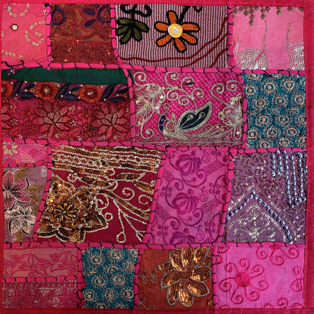 Indian Patchwork Pillow - Pink 5
