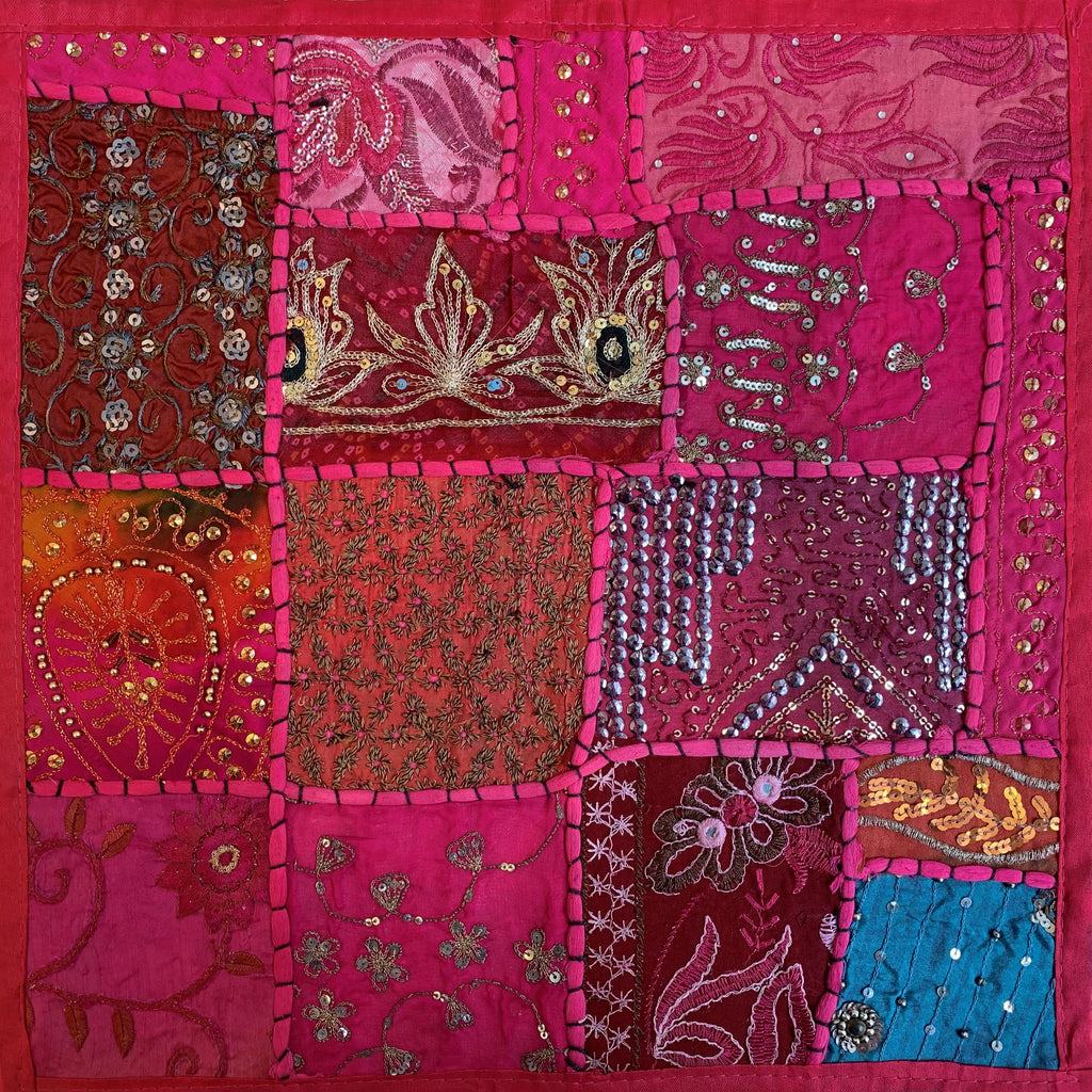 Indian Patchwork Pillow - Pink 6