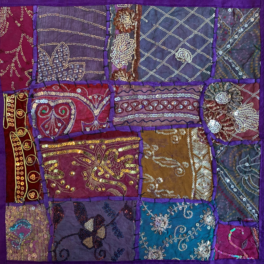 Indian Patchwork Pillow - Purple 8