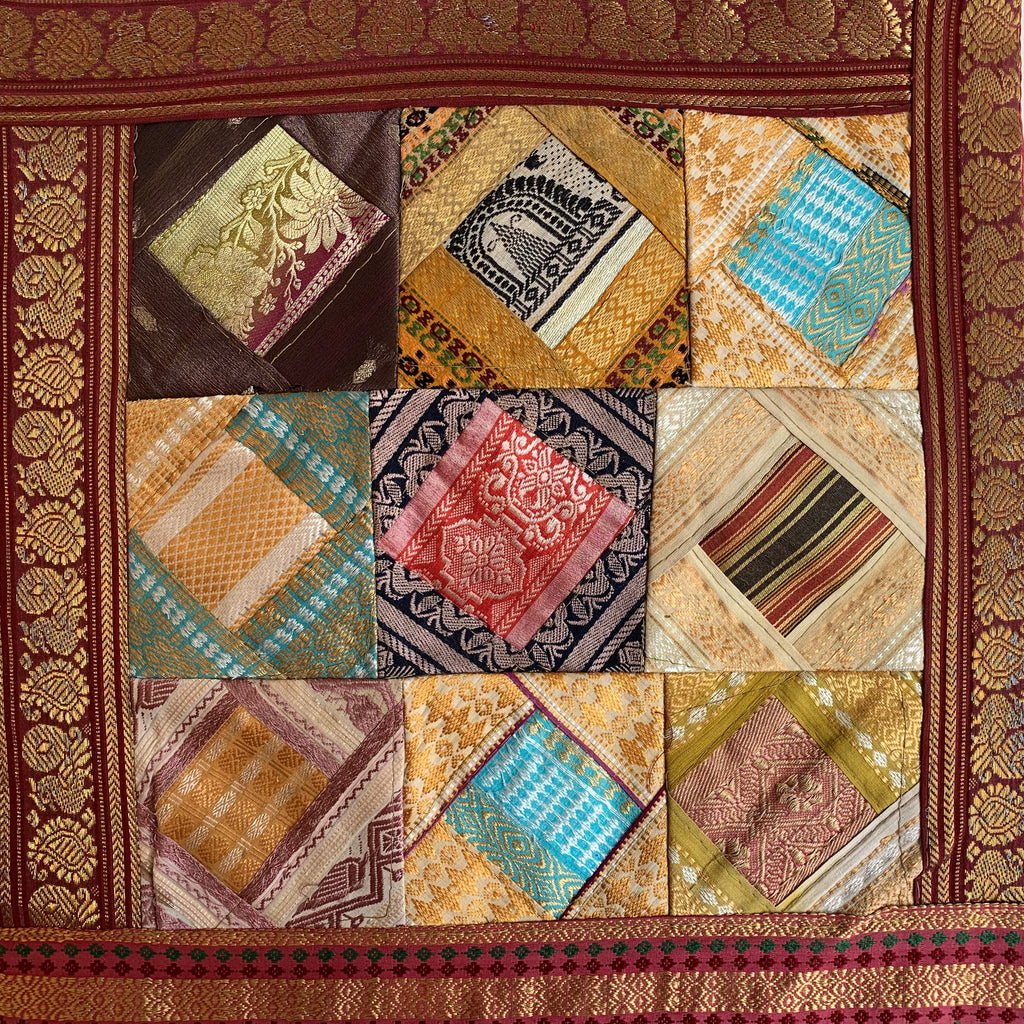 Indian Patchwork Sari Pillow - Pink 2