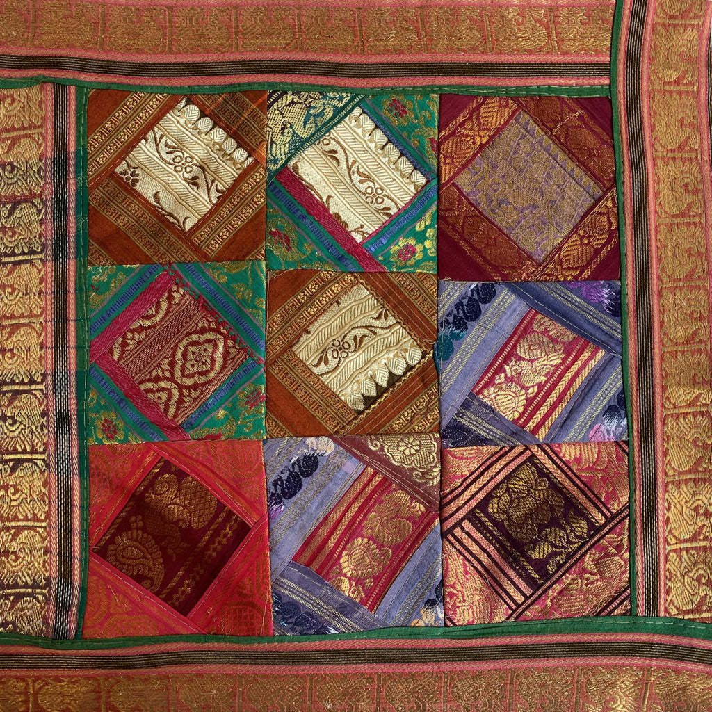 Indian Patchwork Sari Pillow - Red 6