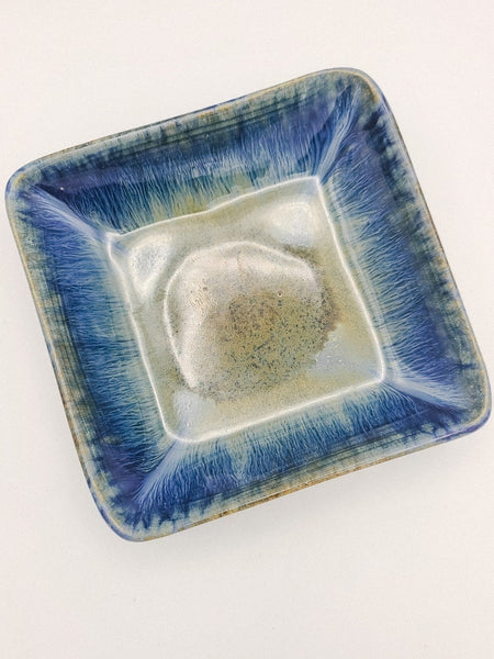 Amber Blue Small Square Plate
